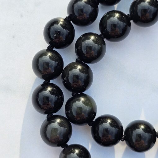 Obsidian-Chakra-Mala (2) mit gelbem Aragonit-Donut – Bild 17