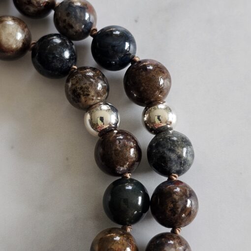 Pietersit-Mala (1) mit Pietersit-Anhänger (Freiform) und Armband – Bild 17
