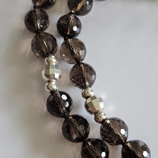 Rauchquarz (facettiert) -Mala mit Kreuzanhänger aus 925 Silber und Rauchquarz sowie Armband – Bild 17