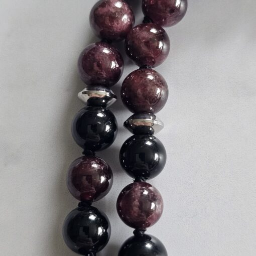 Granat-Turmalin (schwarz) -Mala mit Edelstahl-Anhänger (Engel mit Herz) – Bild 17