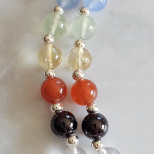 Bergkristall-Chakra-Mala (1) mit länglichem, facettiertem Chakra Anhänger (Bergkristall-Spitze) – Bild 17