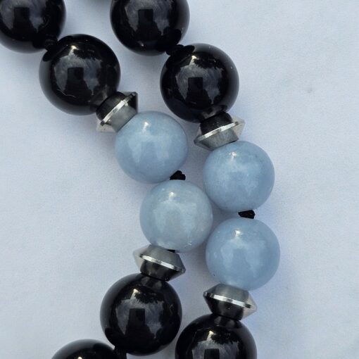 Obsidian-Chakra-Mala (1) mit Edelstahlanhänger (Blume des Lebens) – Bild 18