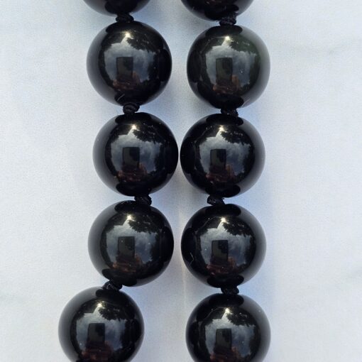 Obsidian-Chakra-Mala (2) mit gelbem Aragonit-Donut – Bild 18