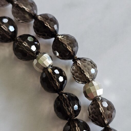 Rauchquarz (facettiert) -Mala mit Kreuzanhänger aus 925 Silber und Rauchquarz sowie Armband – Bild 18