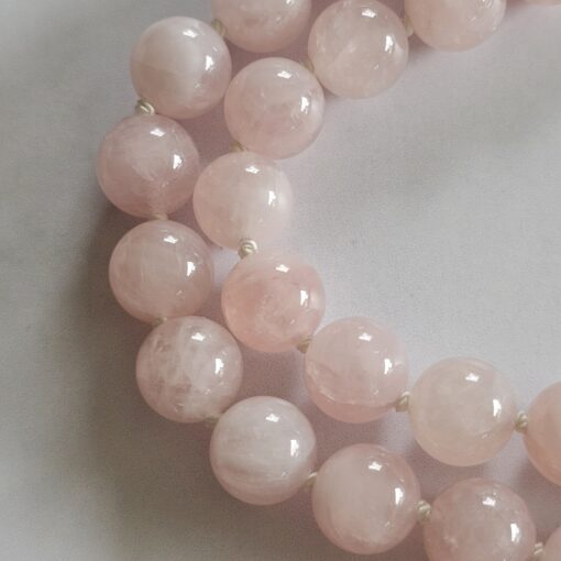 Rosenquarz-Bergkristall-Mala mit Rosenquarz-Anhänger (Freiform) und Armband – Bild 18