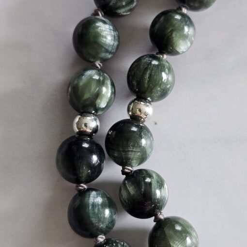 Seraphinit-Mala (1) mit Seraphinit-Anhänger (Oval) und Armband  – Bild 18