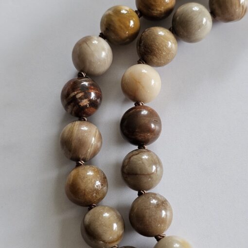 Versteinerte Holz-Mala (1) mit versteinertem Holz-Anhänger (Tropfen) und Armband – Bild 18