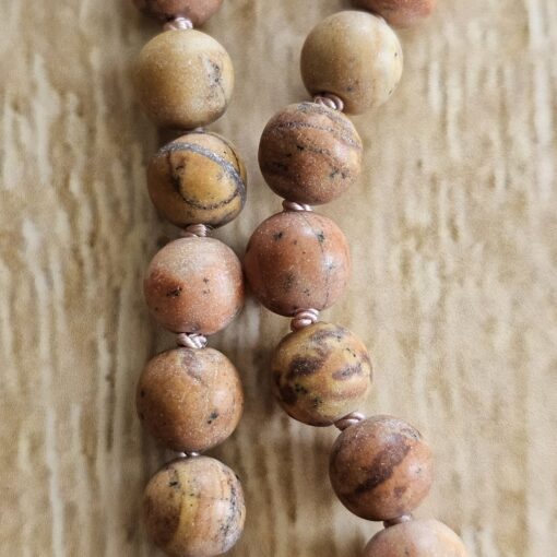 Jaspis (naturfarben und matt) -Mala (2) mit rundem „Outback-Jaspis"-Anhänger – Bild 18