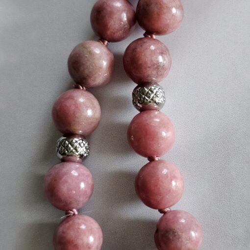 Thulit-Rosenquarz-Mala mit Thulit-Anhänger (Oval) und Armband – Bild 18