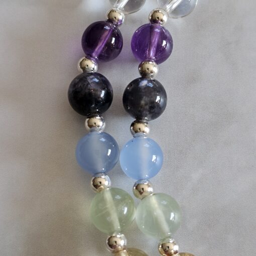 Bergkristall-Chakra-Mala (1) mit länglichem, facettiertem Chakra Anhänger (Bergkristall-Spitze) – Bild 18