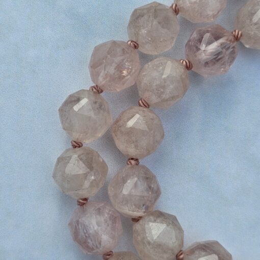 Morganit (Beryll, facettiert) -Mala mit 925 Silberquaste und Armband – Bild 19