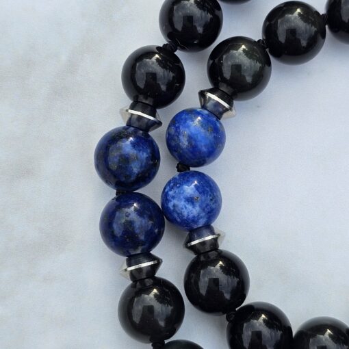 Obsidian-Chakra-Mala (1) mit Edelstahlanhänger (Blume des Lebens) – Bild 19