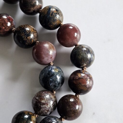 Pietersit-Mala (2) mit rundem, bläulichem Pietersit-Anhänger und Armband – Bild 19