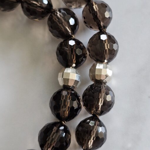 Rauchquarz (facettiert) -Mala mit Kreuzanhänger aus 925 Silber und Rauchquarz sowie Armband – Bild 19