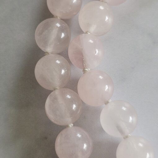 Rosenquarz-Mala mit Rosenquarz-Navette – Bild 19