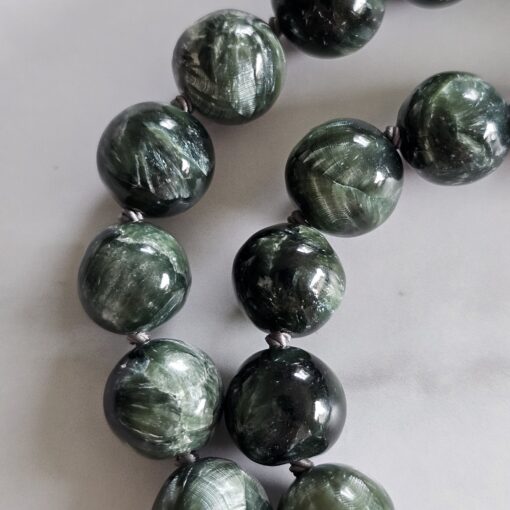 Seraphinit-Bergkristall-Mala mit Seraphinit-Anhänger (Oval) und Armband – Bild 19
