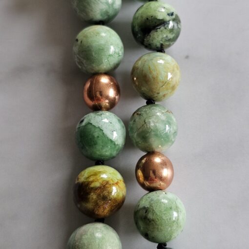Variscit-Kupfer-Mala mit Variscit-Donut und Armband – Bild 19