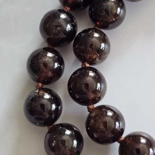 Andradit (Granat) -Mala mit Edelstahlanhänger (Dorje) und Armband – Bild 19