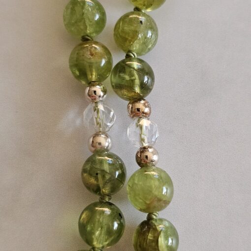 Peridot-Bergkristall (facettiert) -Mala mit Chakra-Anhänger aus 925 Silber und Armband – Bild 19