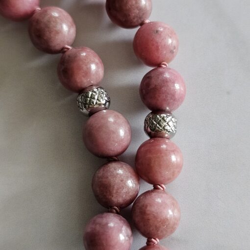 Thulit-Rosenquarz-Mala mit Thulit-Anhänger (Oval) und Armband – Bild 19