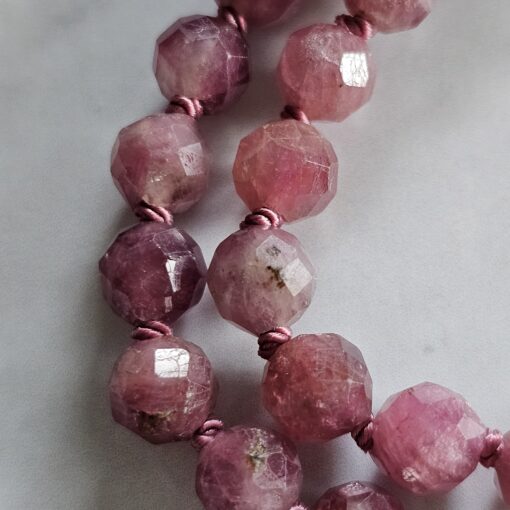 Turmalin (rosa und facettiert) -Mala mit  925 Silberanhänger (Lotusblatt) – Bild 19