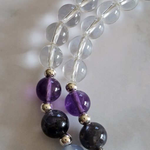 Bergkristall-Chakra-Mala (1) mit länglichem, facettiertem Chakra Anhänger (Bergkristall-Spitze) – Bild 19