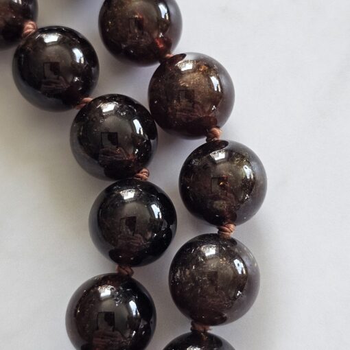 Andradit (Granat) -Mala mit Edelstahlanhänger (Dorje) und Armband – Bild 20