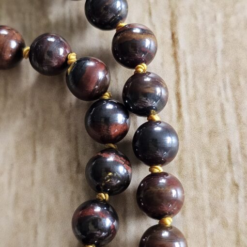 Tigereisen-Messing-Mala (2) mit Tigereisen-Anhänger (Tropfen) und Armband – Bild 20