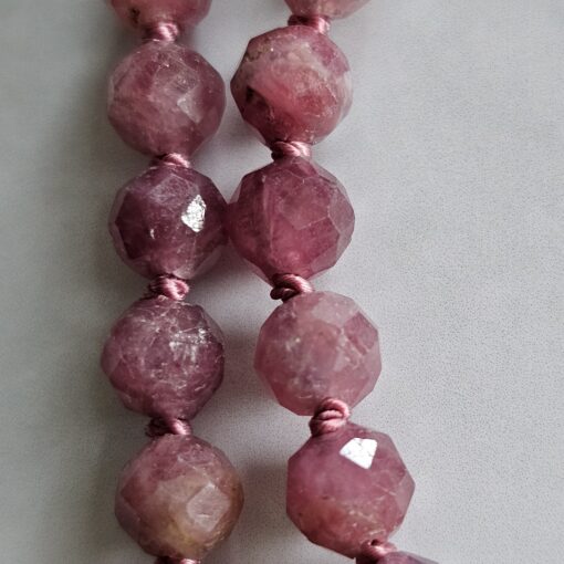 Turmalin (rosa und facettiert) -Mala mit  925 Silberanhänger (Lotusblatt) – Bild 20