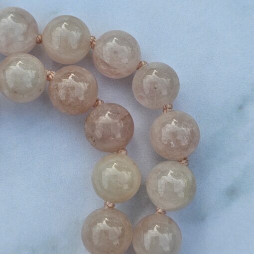 Morganit (Beryll) -Mala (2) mit rosa Skolezit-Anhänger (Tropfen) und Armband – Bild 20