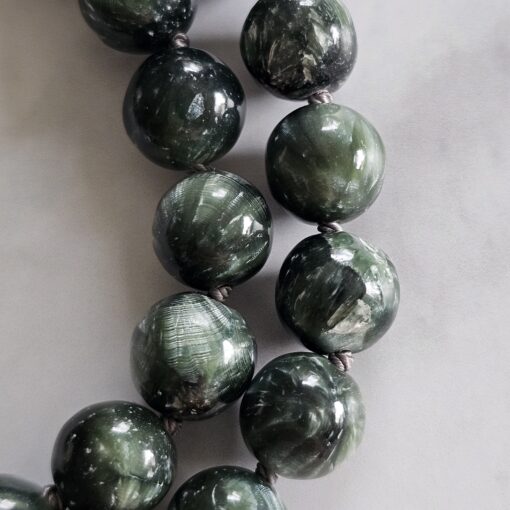 Seraphinit-Bergkristall-Mala mit Seraphinit-Anhänger (Oval) und Armband – Bild 20