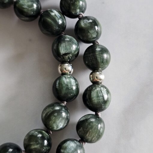 Seraphinit-Mala (1) mit Seraphinit-Anhänger (Oval) und Armband  – Bild 20