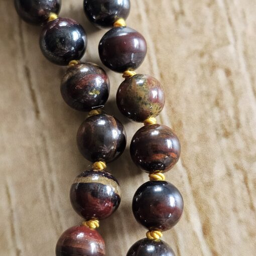 Tigereisen-Messing-Mala (2) mit Tigereisen-Anhänger (Tropfen) und Armband – Bild 21