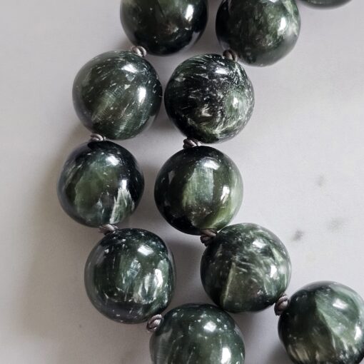 Seraphinit-Bergkristall-Mala mit Seraphinit-Anhänger (Oval) und Armband – Bild 21