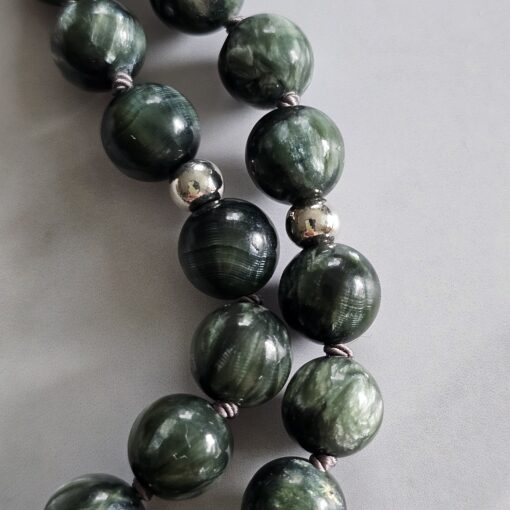 Seraphinit-Mala (1) mit Seraphinit-Anhänger (Oval) und Armband  – Bild 21