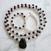 Granat-Rosenquarz (matt) -Mala mit Granat-Anhänger (Freiform) und 2 Armbändern