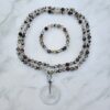 Lodolith (Gartenquarz) -Mala mit Bergkristall-Donut und Armband