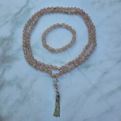 Morganit (Beryll, facettiert) -Mala mit 925 Silberquaste und Armband