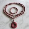 Rhodonit-Mala mit Rhodonit-Donut und Armband