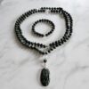 Seraphinit-Bergkristall-Mala mit Seraphinit-Anhänger (Oval) und Armband