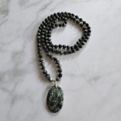 Seraphinit-Mala (2) mit Seraphinit-Anhänger (Oval)