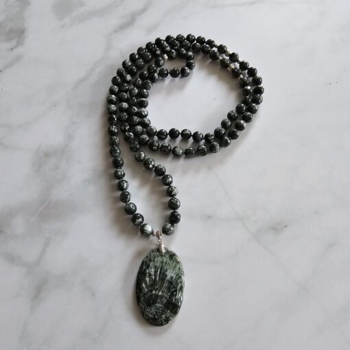 Seraphinit-Mala (2) mit Seraphinit-Anhänger (Oval)