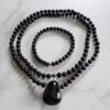 Granat (matt) -Mala mit Granat-Anhänger (Freiform) und Armband