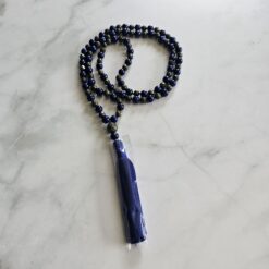 Lapislazuli-Pyrit (facettiert) -Mala mit Seidenquaste