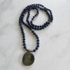 Lapislazuli-Pyrit-Mala (5) mit Anhänger mit einer Pyrit-Sonne
