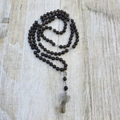 Rauchquarz-Bergkristall-Mala mit Rauchquarz-Engel