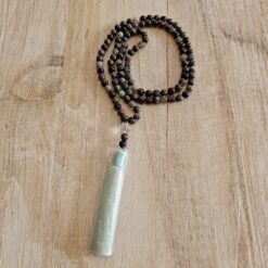 Serpentin (marokkanischer Serpentin) -Mala mit Seidenquaste