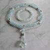 Topas (blau und facettiert) -Mala mit blauem Topas-Anhänger (Freiform) und Armband