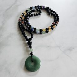 Turmalin (schwarz) -Chakra-Mala (2) mit grünem Aventurinquarz-Donut