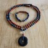 Dumortierit-Jaspis (rot) -Mala (1) mit Dumortierit-Donut und Armband